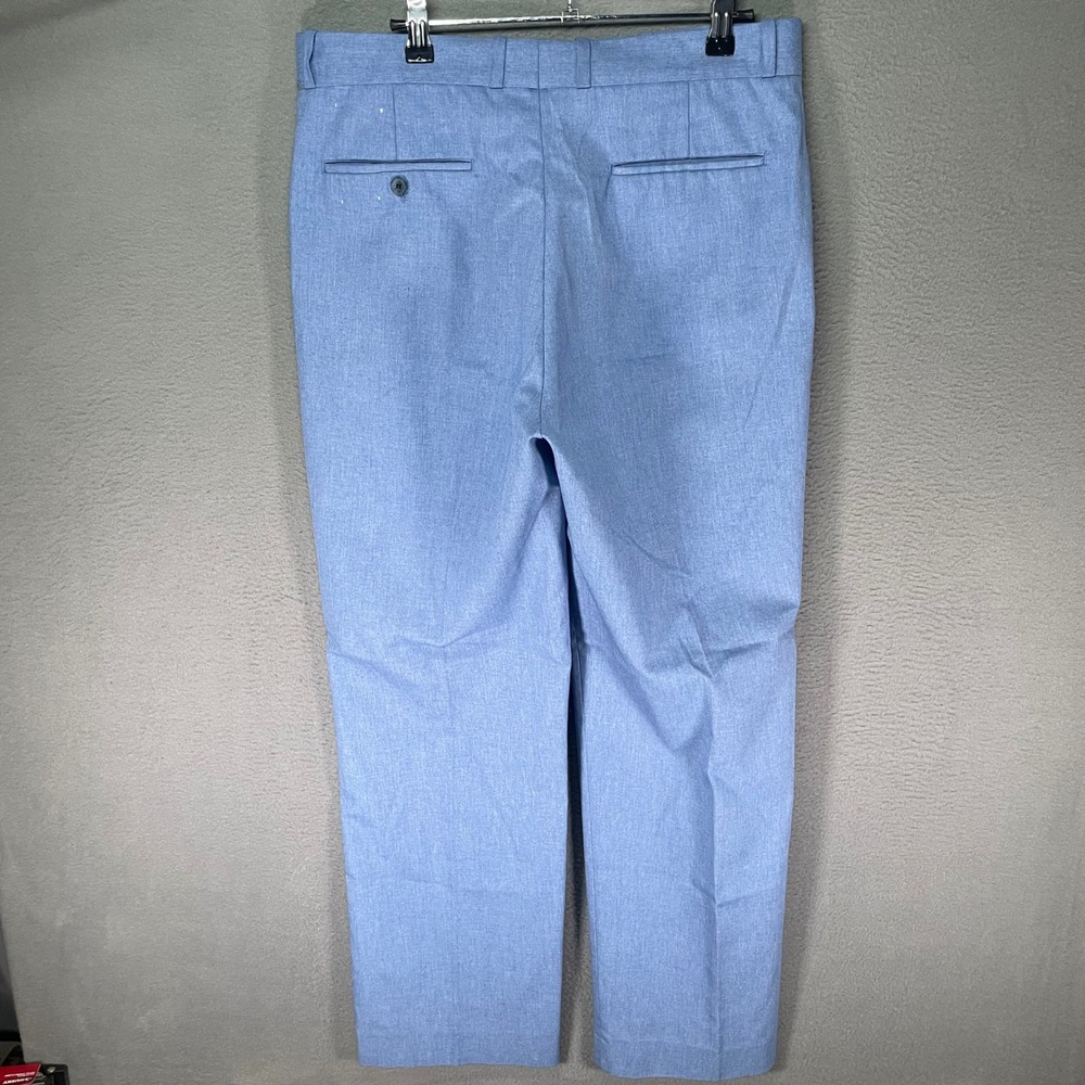 Farah Mens Dress Pants 33x30 Blue Flat Front Vintage Casual Slacks - Picture 2 of 7